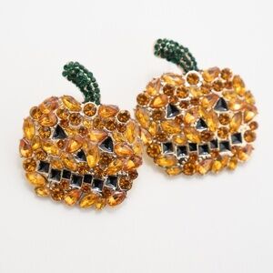 Halloween Jack O Lantern‎ Rhinestone Earrings. New!